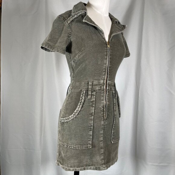 REVOLVE SHOW ME YOUR MUMU Outlaw Dress XS Sage Green Corduroy NWOT Zip Up Mini - Picture 12 of 16